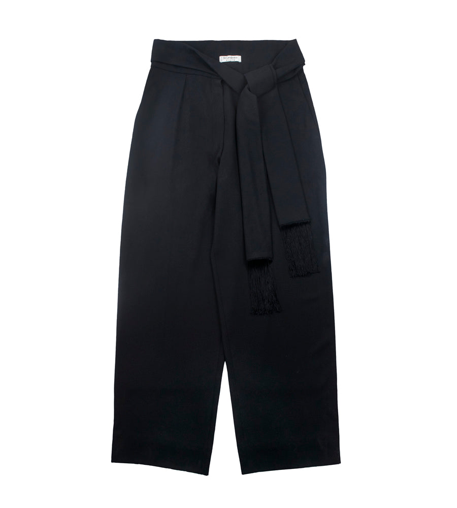 Yves Saint Laurent Rive Gauche Wool Pants with Tassel Wrap