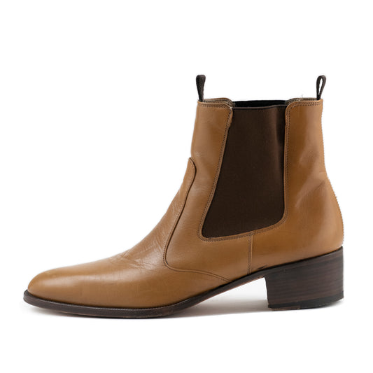 Helmut Lang 2000's Cuban Heel Boot in Saddle Brown Leather