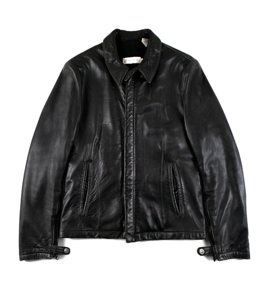 Calvin Klein Collection 2000s Lambskin Leather Jacket w/ Extended Collar
