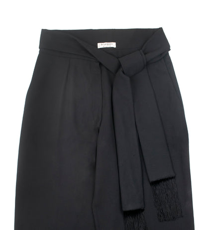 Yves Saint Laurent Rive Gauche Wool Pants with Tassel Wrap