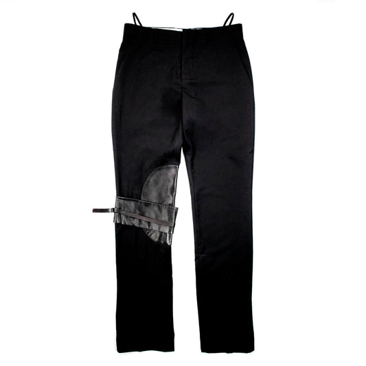 Helmut Lang F/W 2003 Wool Trousers w/ Leather Insert/Leg Wrap