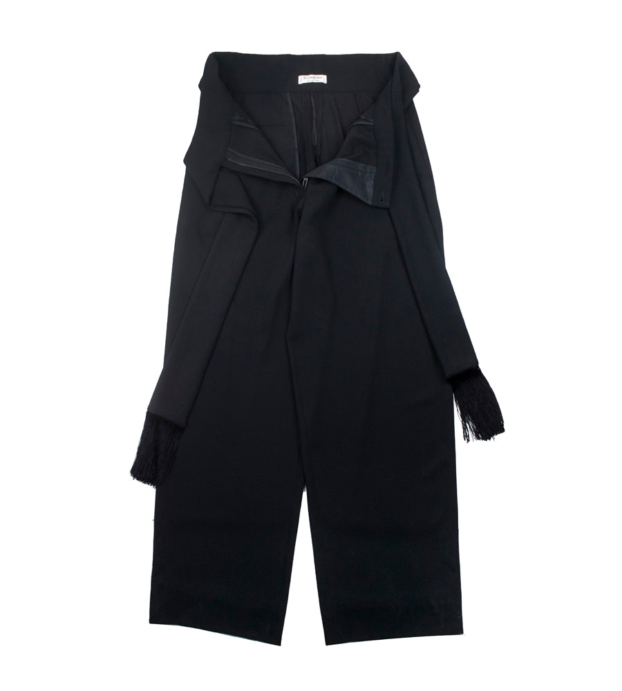 Yves Saint Laurent Rive Gauche Wool Pants with Tassel Wrap