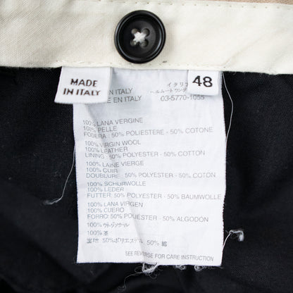 Helmut Lang F/W 2003 Wool Trousers w/ Leather Insert/Leg Wrap