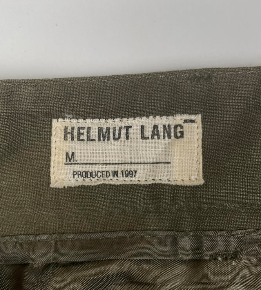 Helmut Lang S/S 1997 Resinated Cotton Trousers w/ Contrast Waist