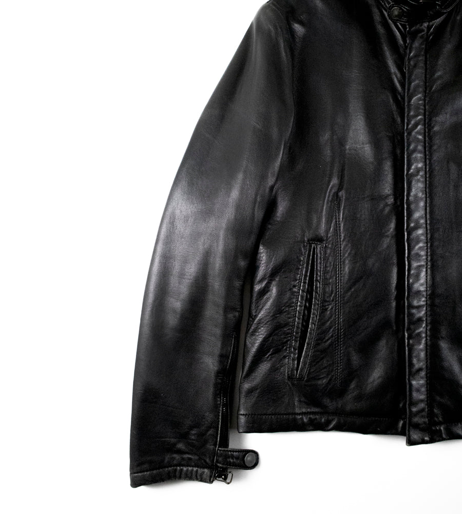 Calvin Klein Collection 2000s Lambskin Leather Jacket w/ Extended Collar