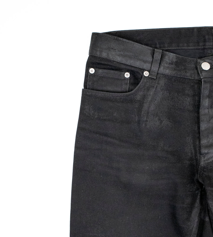 Helmut Lang 1999 Coated Black Denim Jeans in Bootcut